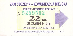 Bilet Szczecin 22/2200