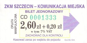 Bilet Szczecin 2,60+0,20