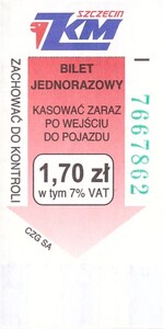 Bilet Szczecin 1,70
