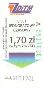 Bilet Szczecin 1,70 VAT