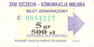 Bilet Szczecin 5/500
