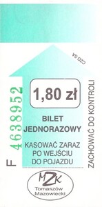 Bilet Tomaszów Mazowiecki 1,80