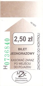 Bilet Tomaszów Mazowiecki 2,50
