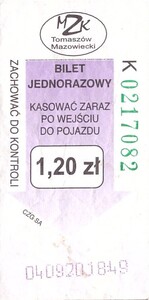 Bilet Tomaszów Mazowiecki 1,20