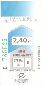 Bilet Tomaszów Mazowiecki 2,40