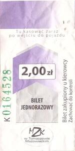 Bilet Tomaszów Mazowiecki 2,00