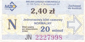 Bilet Tychy 2,40