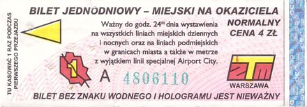 Bilet Warszawa 4