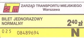 Bilet Warszawa 2,40