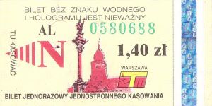 Bilet Warszawa 1,40