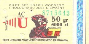 Bilet Warszawa 50/5000