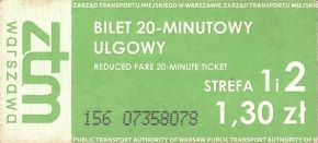 Bilet Warszawa 1,30