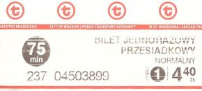 Bilet Warszawa 4,40