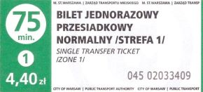 Bilet Warszawa 4,40