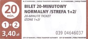 Bilet Warszawa 3,40