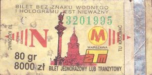 Bilet Warszawa 80/8000
