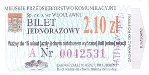 Bilet Włocławek 2,10