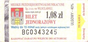 Bilet Włocławek 1,08