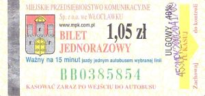 Bilet Włocławek 1,05