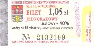 Bilet Włocławek 1,05 No