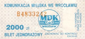 Bilet Wrocław 2000