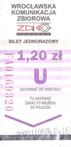 Bilet Wrocław 1,20 pion