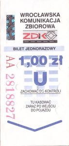 Bilet Wrocław 1,00 pion
