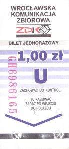 Bilet Wrocław 1,00 pion