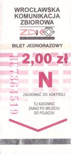 Bilet Wrocław 2,00 pion