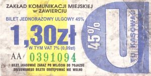 Bilet Zawiercie 1,30