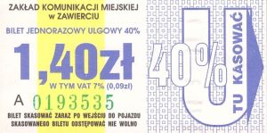 Bilet Zawiercie 1,40