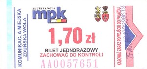 Bilet Zduńska Wola 1,70