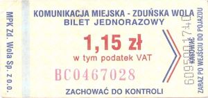 Bilet Zduńska Wola 1,15