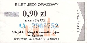 Bilet Zgierz 0,90