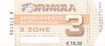 Bilet FORMULA – abbonamento settimanale 3 zone, Mediolan, Włochy, €10,30