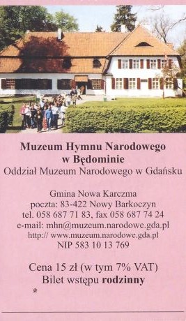 Bilet muzeum Będomin