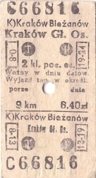 Bilet PKP Kraków Bieżanów - Kraków Gł.Os.