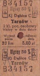 Bilet PKP Dębica - Tarnów