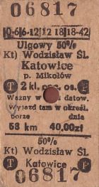 Bilet PKP Wodzisław Śl. - Katowice