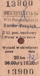 Bilet PKP Polanica Zdr. - Bardo Przyłęk