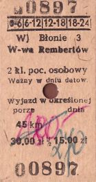 Bilet PKP Błonie - W-wa Rembertów