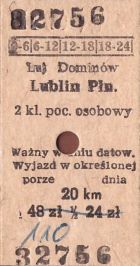 Bilet PKP Dominów - Lublin Płn.