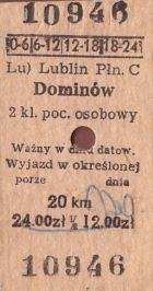 Bilet PKP Lublin Płn. - Dominów