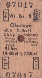 Bilet PKP Ełk - Okartowo