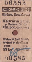 Bilet PKP Jaworzno Szczakowa - Kalwaria Lanc.