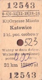 Bilet PKP Orzesze Miasto - Katowice