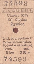 Bilet PKP Cięcina - Żywiec
