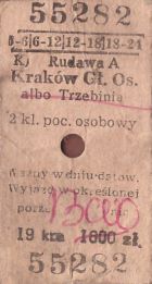 Bilet PKP Rudawa - Kraków Gł.Os.