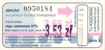 Bilet SKM 3,65 przebitka 3,53