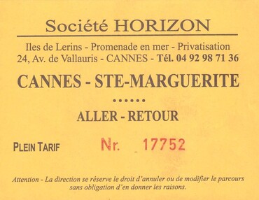 Bilet Société Horizon na rejs Cannes – Sainte-Marguerite (Francja, Îles de Lérins)